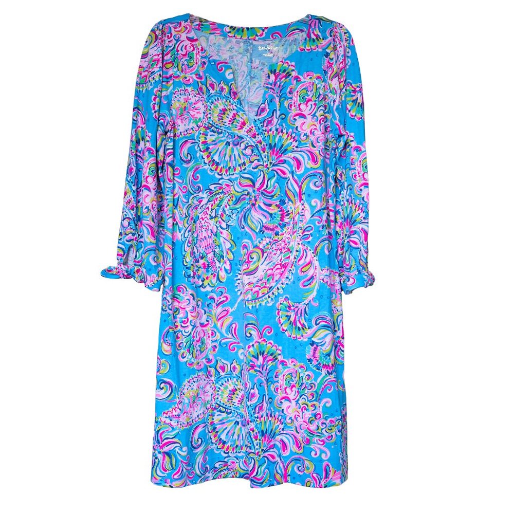 Lilly Pulitzer Mermaid Grotto Dress Cath Colorful Knit Pull Over Mini Dress - Picture 2 of 11